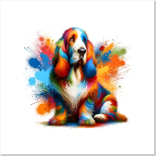 Vibrant Splash Art of a Grand Basset Griffon Vendeen Posters and Art